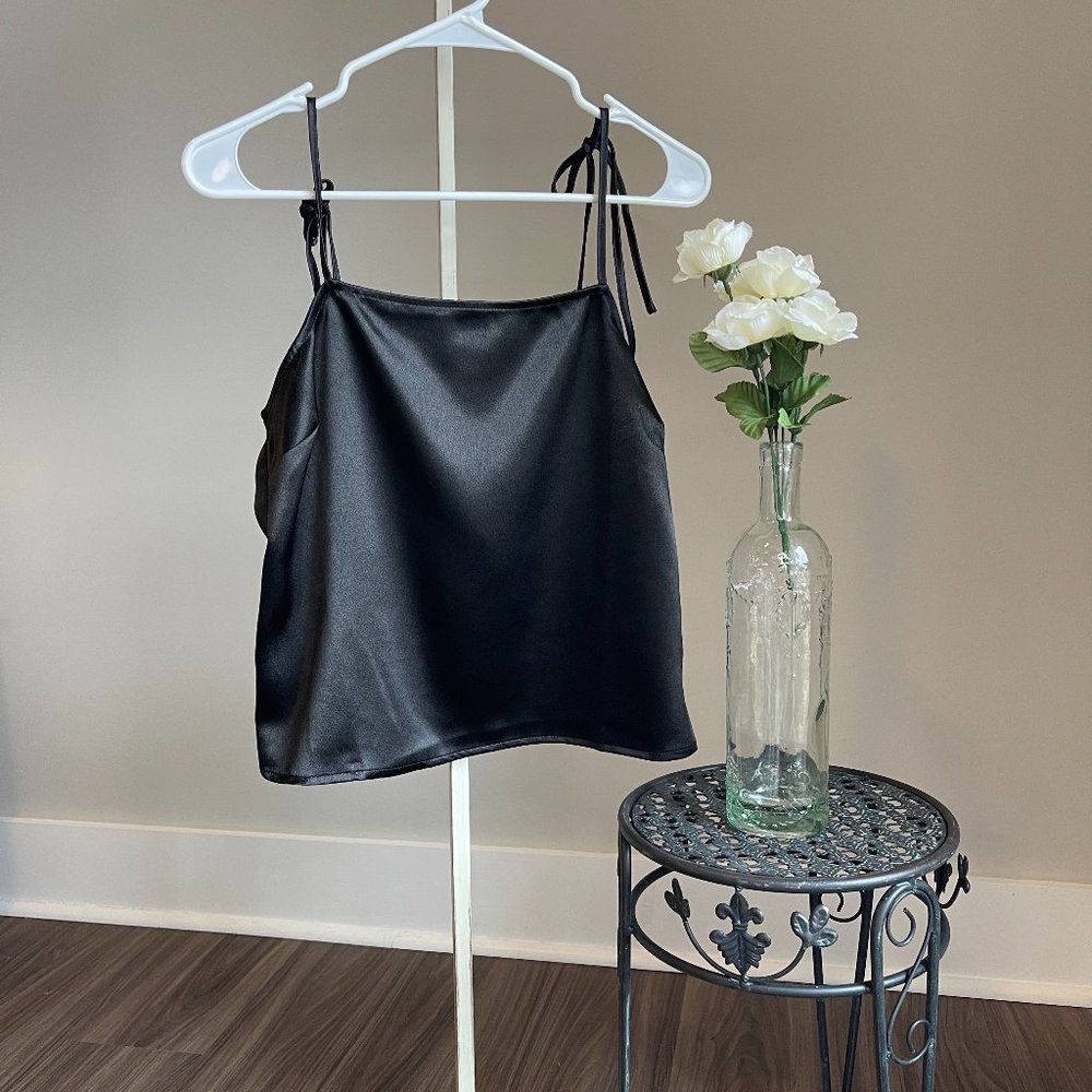 ASOS DESIGN Satin Cami with Square Neck and Tie Straps